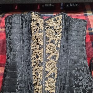 Elegant Black and Gold Lace Corset